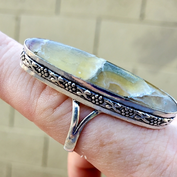 New Petrified Wood Jasper Silver Statement Ring. - Picture 12 of 13